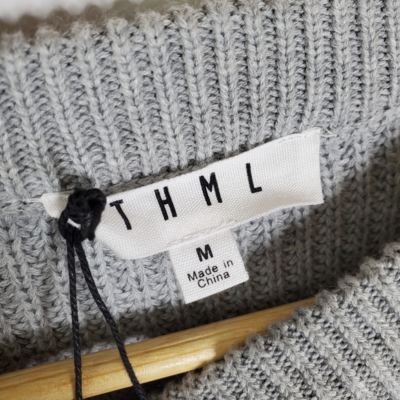 THML Grey and Multi color chet strip knit pull over sweater Size Medium NWT - Picture 6 of 11